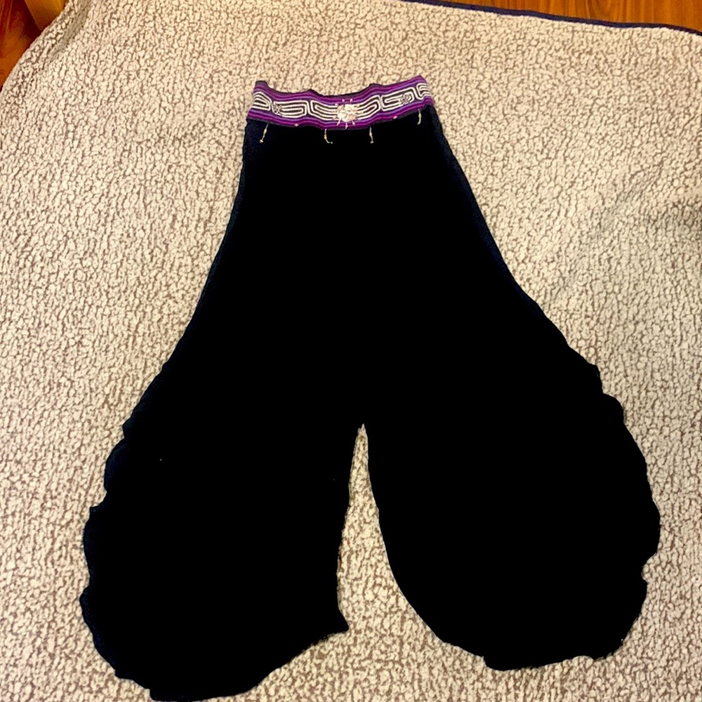 Black wide-leg cultural pants